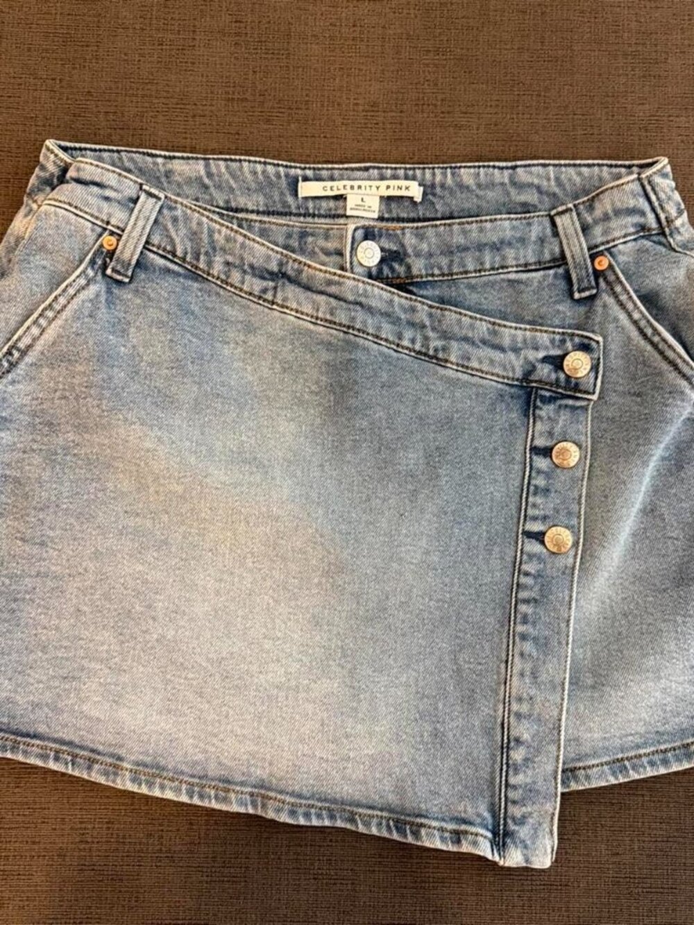 Celebrity Pink Light Blue Denim Mini Skirt